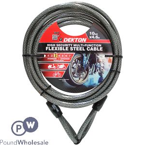 Dekton High Security Multi-Function Black Flexible Steel Cable 10mm X 4.6m