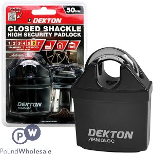 Dekton 50mm Closed Shackle High Security Padlock With 4 Keys
