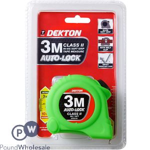 Dekton Hi-Vis Green Soft Grip Auto-Lock Tape Measure 3m