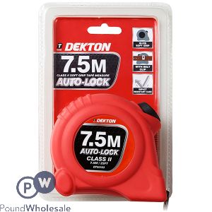 Dekton Hi-Vis Red Soft Grip Auto-Lock Tape Measure 7.5m