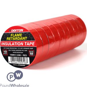 Dekton Red Flame Retardant Insulation Tape 19mm X 20m 10 Pack