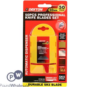 Dekton Professional 60mm Knife Blades & Automatic Dispenser Set 50 Pack