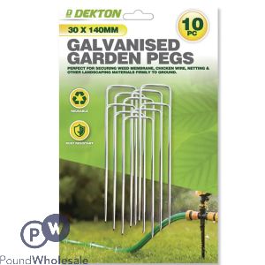 Dekton Galvanised Steel U-Shaped Garden Pegs 3cm X 14cm 10 Pack