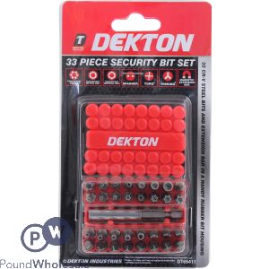 Dekton Cr-V Security Bit Set And Extension Bar In Bit Housing 33pc