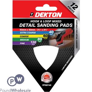 Dekton 93mm X 93mm Hook & Loop Mixed Detail Sanding Pads 40/60/80/120 Grit