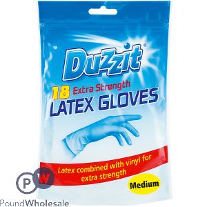 Duzzit Latex Gloves Medium 18 Pack