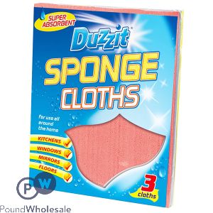 Duzzit Super-Absorbent Sponge Cloths 3 Pack