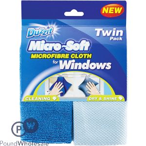 Duzzit Micro-Soft Window Microfibre Cloth Set 2pc