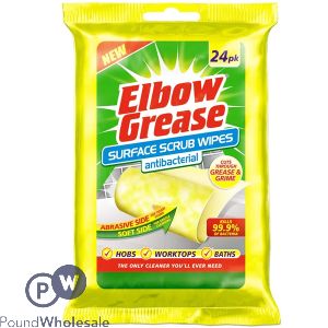 Elbow Grease Antibacterial Surface Scrub Wipes 24 Pack