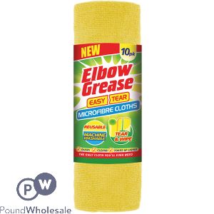 Elbow Grease Easy Tear Reusable Microfibre Cloths 10 Pack