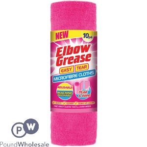 Elbow Grease Easy Tear Reusable Pink Microfibre Cloths 10 Pack