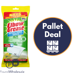 Elbow Grease Lemon Fresh Antibacterial Wipes 80 Pack Pallet Deal