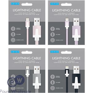 Zenso Flat Lightning iPhone Cable 1M Assorted Colours