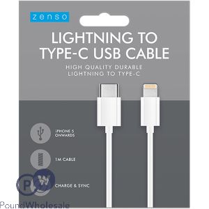 Zenso Lightning Type-C USB Cable White 1m