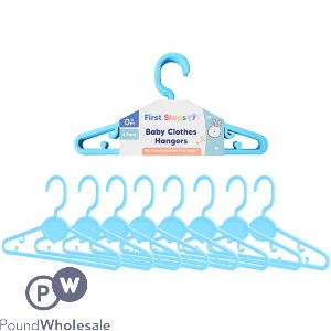 First Steps Blue Baby Clothes Hangers 8 Pack