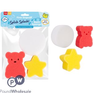 First Steps Assorted Baby Bath Sponges 3 Pack