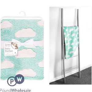 First Steps Teal Cloud Baby Blanket 75cm X 100cm