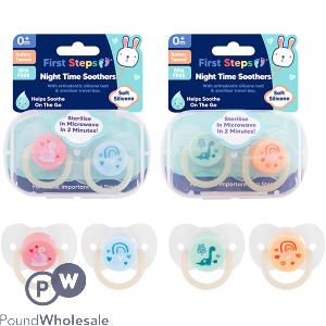 First Steps Glow In The Dark Night-time Soothers Assorted 2 Pack