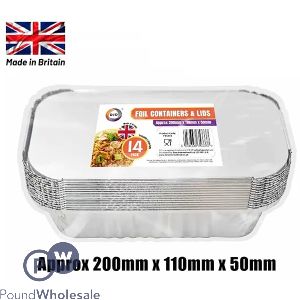 DID Foil Containers & Lids 14 Pack 20cm X 11cm X 5cm