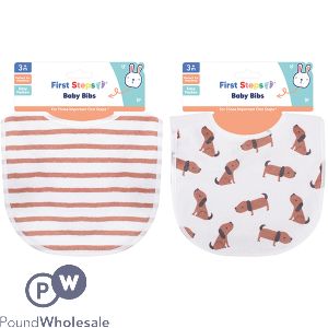 First Steps Cotton Baby Bib 2 Pack Assorted
