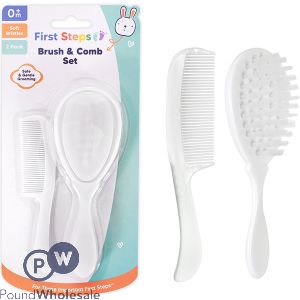 First Steps White Baby Brush & Comb Set