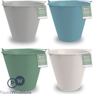 Rowan Round Tin Bucket Planter Assorted Colours