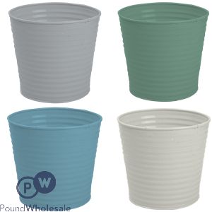 Rowan Metal Ribbed Plant Pot 12cm Assorted Colours