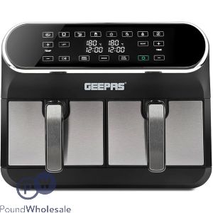 Geepas 1700W Vortex Stealth Dual Basket Digital Air Fryer 8L