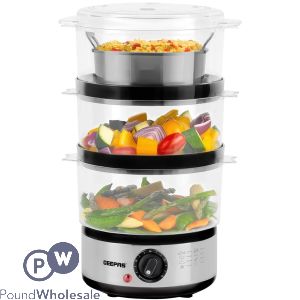 Geepas 400W Stainless Steel 3-Tier Electric Food Steamer 7.2L