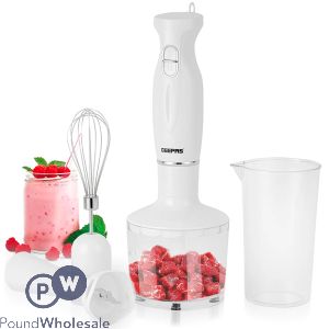 Geepas White 4-in-1 Electrical Whisk Hand Blender 200W