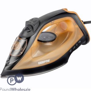 Geepas Black & Gold Non-Stick Adjustable Temperature Steam Iron 1800W