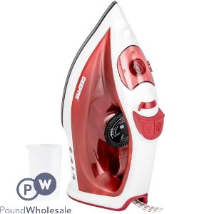 Geepas White & Red Non-Stick Adjustable Temperature Steam Iron 1800W