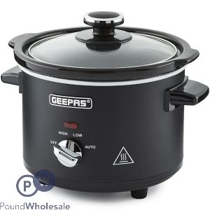 Geepas 120W Black Chalkboard 3 Temperature Electric Slow Cooker 1.5L
