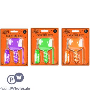 Halloween Pumpkin Carving Kit 3pc Assorted Colours