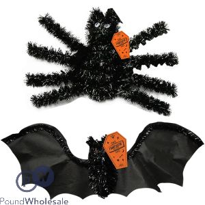 Halloween Bat & Spider Creepy Tinsel Decoration Assorted