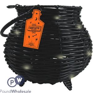 Halloween Light Up Wicker-effect Cauldron