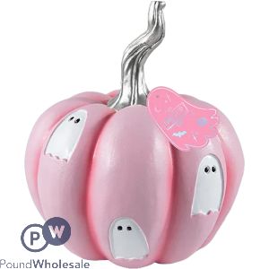 Halloween Debossed Pink Ghost Pumpkin 11cm