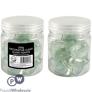 Did Decorative Clear Glass Hearts 250g