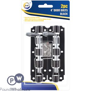 DID 4" Black Door Bolts 2 Pack