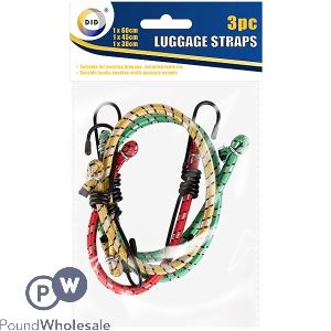 DID Assorted Luggage Straps 3 Pack
