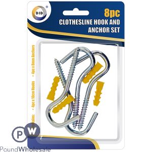 Did Clothesline Hook & Anchor Set 8pc