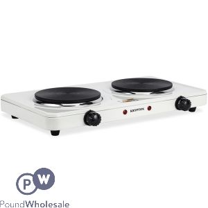 Krypton 2000W White Cast Iron Double Hot Plate Cooker