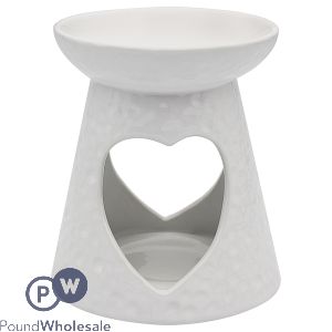 Leonardo Desire Aroma Dimpled White Heart Wax Oil Burner