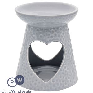Leonardo Desire Aroma Dimpled Grey Heart Wax Oil Burner