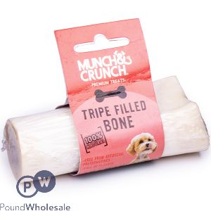 Munch &amp; Crunch Tripe Filled Bone Dog Treat 4&quot;
