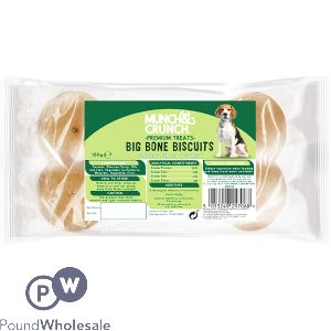 Munch & Crunch Tomato & Spinach Big Bone Biscuits Dog Treats 150g Expired