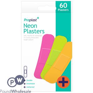 Proplast Assorted Neon Plasters 60 Pack