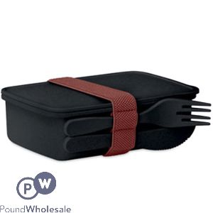 Natural Bamboo Fibre Pp Black Lunch Box Set