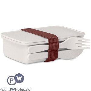 Natural Bamboo Fibre Pp White Lunch Box Set