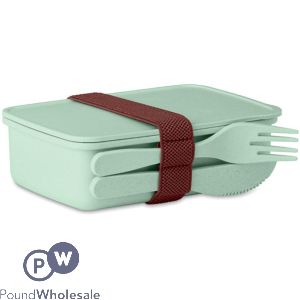 Natural Bamboo Fibre Pp Green Lunch Box Set